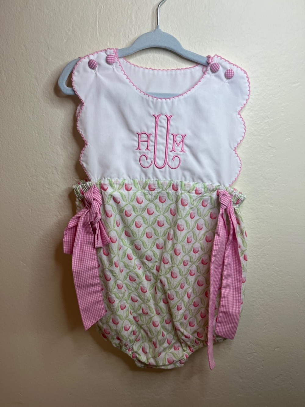 Pink Tulip Monogram AUM One-Piece Girl